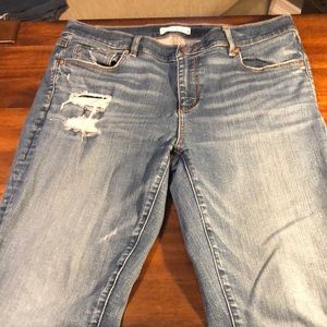 Loft boyfriend distressed cuffed ankle jeans